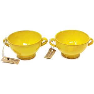 Verano Spanish Ceramics Selena Glazed Hand Dipped Kitchen Dining Set of 2 Soup Bowls (H) 9.5cm x (W) 14cm in Yellow Yellow Verano Spanish Ceramics Selena Glazed Hand Dipped Kitchen Dining Set of 2 Soup Bowls (H) 9.5cm x (W) 14cm in Yellow Yellow