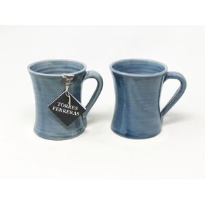 Verano Spanish Ceramics Torres Ferreras Cielo Hand Dipped Set of 2 Curved Mugs (D) 10cm x (H) 11.5cm in Blue Blue Verano Spanish Ceramics Torres Ferreras Cielo Hand Dipped Set of 2 Curved Mugs (D) 10cm x (H) 11.5cm in Blue Blue
