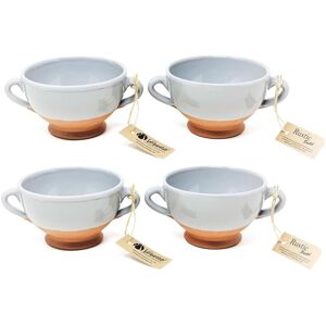 Verano Spanish Ceramics Rustic Pastel Half Dipped Terracotta Kitchen Dining Set of 4 Soup Bowls (Diam) 14.5cm in Grey Grey Verano Spanish Ceramics Rustic Pastel Half Dipped Terracotta Kitchen Dining Set of 4 Soup Bowls (Diam) 14.5cm in Grey Grey