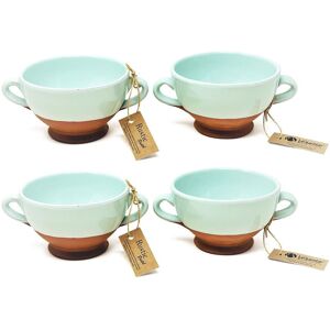 Verano Spanish Ceramics Rustic Pastel Half Dipped Terracotta Kitchen Dining Set of 4 Soup Bowls (Diam) 14.5cm in Light Green Light Green Verano Spanish Ceramics Rustic Pastel Half Dipped Terracotta Kitchen Dining Set of 4 Soup Bowls (Diam) 14.5cm in Light Green Light Green