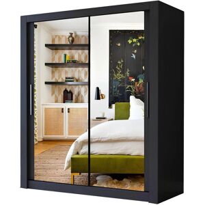 Interior Emporium Ltd IE Milan Sliding Mirror Door Wardrobe with Drawers & Shelves - Sliding Door Wardrobe without LED Lighting ( Black, 203 cm ) Black Interior Emporium Ltd IE Milan Sliding Mirror Door Wardrobe with Drawers & Shelves - Sliding Door Wardrobe without LED Lighting ( Black, 203 cm ) Black