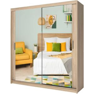 Interior Emporium Ltd IE Milan Sliding Mirror Door Wardrobe with Drawers & Shelves - Sliding Door Wardrobe without LED Lighting ( Oak, 180 cm ) Light Oak Interior Emporium Ltd IE Milan Sliding Mirror Door Wardrobe with Drawers & Shelves - Sliding Door Wardrobe without LED Lighting ( Oak, 180 cm ) Light Oak