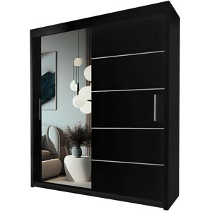 Interior Emporium Ltd IE Lyon Sliding Door Bedroom Wardrobe without LED Light - Wardrobe for You - Wardrobes ( Black, 180 cm ) in Black Black Interior Emporium Ltd IE Lyon Sliding Door Bedroom Wardrobe without LED Light - Wardrobe for You - Wardrobes ( Black, 180 cm ) in Black Black