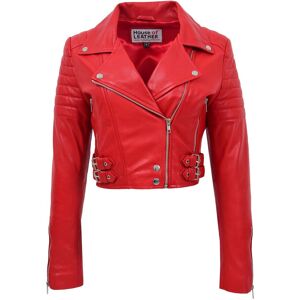 House of Leather Women's Demi Cropped Real Leather Biker Jacket White Size 10 in Red Size: 12 Red 12 House of Leather Women's Demi Cropped Real Leather Biker Jacket White Size 10 in Red Size: 12 Red 12