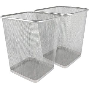 MANTRARAJ Silver Square Metal Mesh Waste Paper Bin Lightweight Mesh Trash Can Pack of 2 Size: 1 Pack Silver 1 Pack MANTRARAJ Silver Square Metal Mesh Waste Paper Bin Lightweight Mesh Trash Can Pack of 2 Size: 1 Pack Silver 1 Pack
