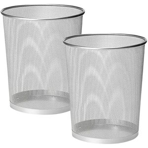 MANTRARAJ Silver Round Metal Mesh Waste Paper Bin Lightweight Trash Can Pack Of 1 Size: 1 Pack Silver 1 Pack MANTRARAJ Silver Round Metal Mesh Waste Paper Bin Lightweight Trash Can Pack Of 1 Size: 1 Pack Silver 1 Pack