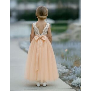 Lilly + Bo Girl's Honey in Blush/Apricot Party or Flower Girl Dress in Blush in Natural Size: 13-14 Years Natural 13-14 Years Lilly + Bo Girl's Honey in Blush/Apricot Party or Flower Girl Dress in Blush in Natural Size: 13-14 Years Natural 13-14 Years