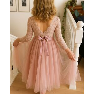 Lilly + Bo Girl's Celestial in Dusty Rose Party or Flower Girl Dress with Flower Sash in Pink Size: 7-8 Years Pink 7-8 Years Lilly + Bo Girl's Celestial in Dusty Rose Party or Flower Girl Dress with Flower Sash in Pink Size: 7-8 Years Pink 7-8 Years