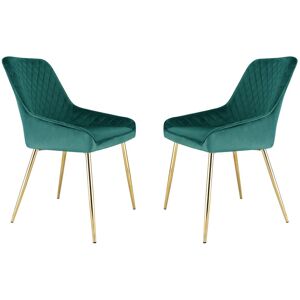 Home Garden Direct Hamilton - Dining x2 Chair in Velvet - Green Green Home Garden Direct Hamilton - Dining x2 Chair in Velvet - Green Green