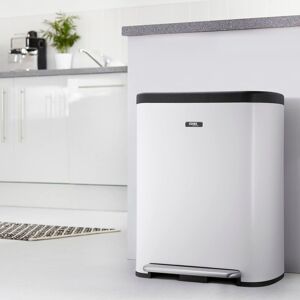 Cooks Professional Recycle Bin 60L with Single Pedal, Dual Compartments & Soft Close Lid in White White Cooks Professional Recycle Bin 60L with Single Pedal, Dual Compartments & Soft Close Lid in White White