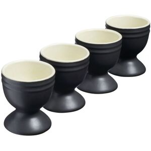 Cooks Professional Set of 4 Colourful Stoneware Egg Cups Dishwasher & Microwave Safe in Black Black Cooks Professional Set of 4 Colourful Stoneware Egg Cups Dishwasher & Microwave Safe in Black Black