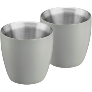 Cooks Professional Set of 2 Stainless Steel Espresso Coffee Cups Double Wall Insulated in Grey Grey Cooks Professional Set of 2 Stainless Steel Espresso Coffee Cups Double Wall Insulated in Grey Grey