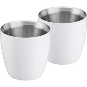 Cooks Professional Set of 2 Stainless Steel Espresso Coffee Cups Double Wall Insulated in White White Cooks Professional Set of 2 Stainless Steel Espresso Coffee Cups Double Wall Insulated in White White