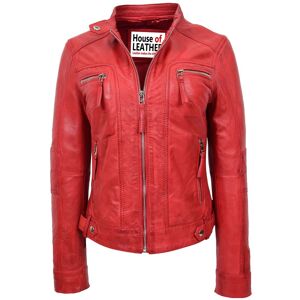 House of Leather Women's Womens Real Leather Biker Jacket Annie Red 12 Size: 18 Red 18 House of Leather Women's Womens Real Leather Biker Jacket Annie Red 12 Size: 18 Red 18