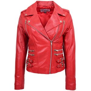 House of Leather Women's Womens Real Leather Biker jacket Cross Zip Style Cara Black 12 in Red Size: 8 Red 8 House of Leather Women's Womens Real Leather Biker jacket Cross Zip Style Cara Black 12 in Red Size: 8 Red 8