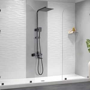 Novecrafto Modern Shower Mixer Set - Adjustable Anti-Calc 3-Function with Rainfall Shower Head, Handheld Shower Bar in Black Black Novecrafto Modern Shower Mixer Set - Adjustable Anti-Calc 3-Function with Rainfall Shower Head, Handheld Shower Bar in Black Black