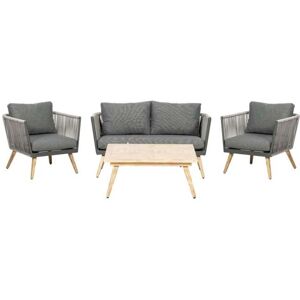 Primrose Living 4 Seater Luxury Lifestyle Rattan Rope Detail Garden Sofa Chair Set with Coffee Table in Beige Beige Primrose Living 4 Seater Luxury Lifestyle Rattan Rope Detail Garden Sofa Chair Set with Coffee Table in Beige Beige