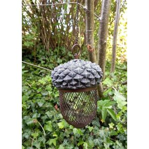 Inspirational Gifting Acorn Bird Feeder Hanging with Mesh for Peanuts or Seeds in Silver Silver Inspirational Gifting Acorn Bird Feeder Hanging with Mesh for Peanuts or Seeds in Silver Silver