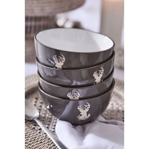 Dibor Set of 4 Grey Stag Stoneware Christmas Dinner Soup Bowls Dia14.5cm Size: 4 Pack Grey 4 Pack Dibor Set of 4 Grey Stag Stoneware Christmas Dinner Soup Bowls Dia14.5cm Size: 4 Pack Grey 4 Pack