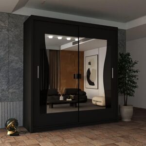 Sliding Wardrobes 4U Curved Mirror Sliding Door Wardrobe 120cm X 217cm in Black Size: 120 cm X 217 cm Black 120 cm X 217 cm Sliding Wardrobes 4U Curved Mirror Sliding Door Wardrobe 120cm X 217cm in Black Size: 120 cm X 217 cm Black 120 cm X 217 cm