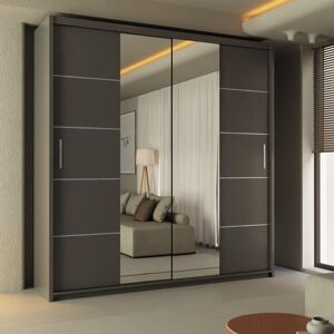 Sliding Wardrobes 4U Ribon Sliding Mirror Door Wardrobe 180cm X 217cm in Grey Size: 180 cm X 217 cm Grey 180 cm X 217 cm Sliding Wardrobes 4U Ribon Sliding Mirror Door Wardrobe 180cm X 217cm in Grey Size: 180 cm X 217 cm Grey 180 cm X 217 cm