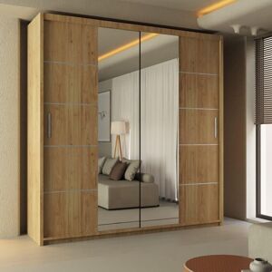 Sliding Wardrobes 4U Ribon Sliding Mirror Door Wardrobe 180cm X 217cm in Light Oak Size: 180 cm X 217 cm Light Oak 180 cm X 217 cm Sliding Wardrobes 4U Ribon Sliding Mirror Door Wardrobe 180cm X 217cm in Light Oak Size: 180 cm X 217 cm Light Oak 180 cm X 217 cm