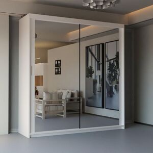 Sliding Wardrobes 4U Modern Double Sliding Door Wardrobe 180cm X 217cm in White Size: 180 cm X 217 cm White 180 cm X 217 cm Sliding Wardrobes 4U Modern Double Sliding Door Wardrobe 180cm X 217cm in White Size: 180 cm X 217 cm White 180 cm X 217 cm