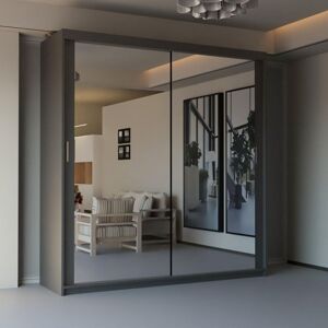 Sliding Wardrobes 4U Modern Double Sliding Door Wardrobe 120cm X 217cm in Grey Size: 120 cm X 217 cm Grey 120 cm X 217 cm Sliding Wardrobes 4U Modern Double Sliding Door Wardrobe 120cm X 217cm in Grey Size: 120 cm X 217 cm Grey 120 cm X 217 cm