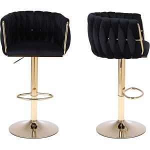 Hygrad Built to Survive Pair Of Velvet Bar Stools Luxury Breakfast Bar Stool Kitchen 360 Degree Swivel in Black Black Hygrad Built to Survive Pair Of Velvet Bar Stools Luxury Breakfast Bar Stool Kitchen 360 Degree Swivel in Black Black