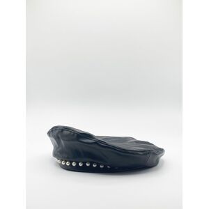 SVNX Women's Ava PU Leather Beret With Faux Pearl Trims in Black Black One Size SVNX Women's Ava PU Leather Beret With Faux Pearl Trims in Black Black One Size