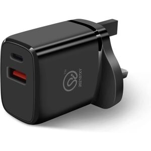 ExtraStar USB C Plug Charger 20W, Dual Port Fast Wall Charger with Output 5V/3 in Black Black ExtraStar USB C Plug Charger 20W, Dual Port Fast Wall Charger with Output 5V/3 in Black Black