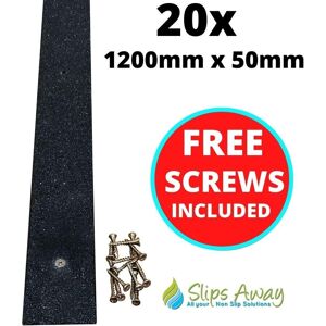 Slips Away Black Anti-Slip GRP Decking/Stair Strips - Heavy Duty Fibreglass Non-Slip w/ Pre-Drilled Holes & Free Screws - Outdoor Steps, Ramps & Black 1m tall x 50mm wide Slips Away Black Anti-Slip GRP Decking/Stair Strips - Heavy Duty Fibreglass Non-Slip w/ Pre-Drilled Holes & Free Screws - Outdoor Steps, Ramps & Black 1m tall x 50mm wide