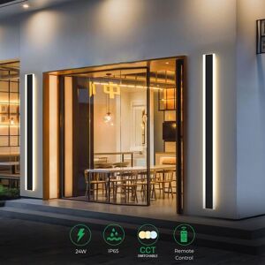 ENER-J 120 x 8 cms size Outdoor Acrylic Black Wall Lights 28W Waterproof IP65 CCT Dimmable Size: 120 x 8 cm Black 120 x 8 cm ENER-J 120 x 8 cms size Outdoor Acrylic Black Wall Lights 28W Waterproof IP65 CCT Dimmable Size: 120 x 8 cm Black 120 x 8 cm