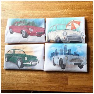 Afewhometruths Men's Set Of Four Handkerchiefs With Classic British Cars in White Size: 10-11 White 10-11 Afewhometruths Men's Set Of Four Handkerchiefs With Classic British Cars in White Size: 10-11 White 10-11