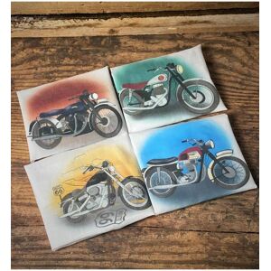 Afewhometruths Men's Set Of Four Handkerchiefs With Classic Bikes in White White Afewhometruths Men's Set Of Four Handkerchiefs With Classic Bikes in White White