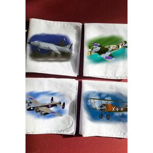 Afewhometruths Men's Set Of Four Handkerchiefs With Raf Plane Images in White White Afewhometruths Men's Set Of Four Handkerchiefs With Raf Plane Images in White White