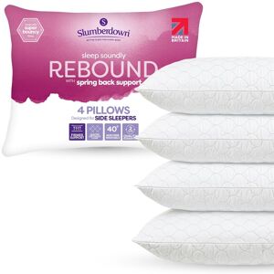 Slumberdown 4 Pack Sleep Soundly Rebound Firm Support Side Sleeper Pillows in White White Slumberdown 4 Pack Sleep Soundly Rebound Firm Support Side Sleeper Pillows in White White