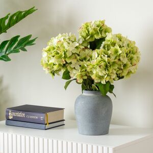 Scottish Everlastings Ltd 50cm Hydrangeas in Grey Vase in Green Green Scottish Everlastings Ltd 50cm Hydrangeas in Grey Vase in Green Green