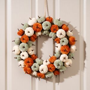 Scottish Everlastings Ltd 43cm Velvet Pumpkin Wreath - orange-mint-cream in Orange Orange Scottish Everlastings Ltd 43cm Velvet Pumpkin Wreath - orange-mint-cream in Orange Orange