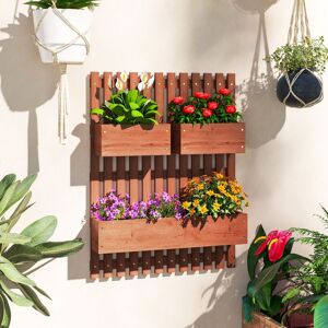OUTSUNNY Wooden Garden Planters with Trellis Wall-mounted Raised Garden Bed in Brown Brown OUTSUNNY Wooden Garden Planters with Trellis Wall-mounted Raised Garden Bed in Brown Brown
