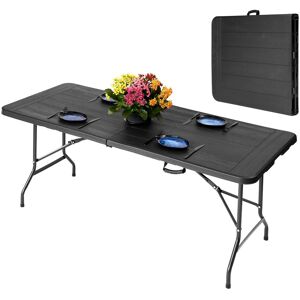 Novecrafto 6ft Folding Table - Portable Black Plastic Trestle Table with Steel Frame, Easy to Fold & Store, For Indoor & Outdoor Use Black Novecrafto 6ft Folding Table - Portable Black Plastic Trestle Table with Steel Frame, Easy to Fold & Store, For Indoor & Outdoor Use Black