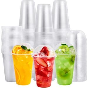 ECONX 100 X Smoothie Cups with Dome Lids 16oz Strong Clear Plastic Cups Size: 500 Piece Clear 500 Piece ECONX 100 X Smoothie Cups with Dome Lids 16oz Strong Clear Plastic Cups Size: 500 Piece Clear 500 Piece