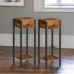 Rafaelo Mobilia Set of 2 Slim Side Tables in Brown Brown Rafaelo Mobilia Set of 2 Slim Side Tables in Brown Brown