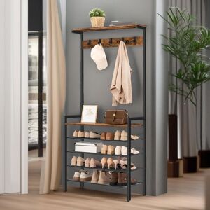 Rafaelo Mobilia Industrial Hall Tree Large Hall Stand in Brown Brown Rafaelo Mobilia Industrial Hall Tree Large Hall Stand in Brown Brown