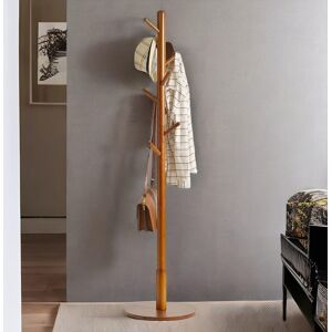 Rafaelo Mobilia Adjustable Wooden 8 Hook Coat Stand With Round Base in Brown Brown Rafaelo Mobilia Adjustable Wooden 8 Hook Coat Stand With Round Base in Brown Brown