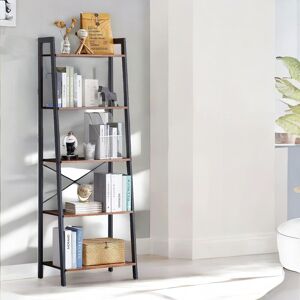 Rafaelo Mobilia 5 Tier Free Standing Ladder Shelf For Living Room Storage Rustic Brown Brown Rafaelo Mobilia 5 Tier Free Standing Ladder Shelf For Living Room Storage Rustic Brown Brown