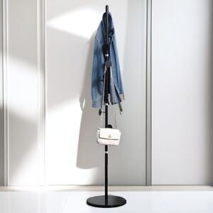 Pirlo Plush Marble Base Adjustable Coat Stand With 8 Hooks Black Black Pirlo Plush Marble Base Adjustable Coat Stand With 8 Hooks Black Black