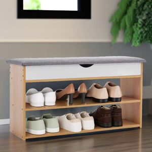 Pirlo Plush 3 Tier Shoe Storage Bench With Seat & Storage in Natural Natural Pirlo Plush 3 Tier Shoe Storage Bench With Seat & Storage in Natural Natural