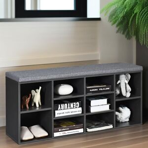 Pirlo Plush Wooden Shoe Storage Bench With Cushioned Seat 104CM Grey Grey Pirlo Plush Wooden Shoe Storage Bench With Cushioned Seat 104CM Grey Grey