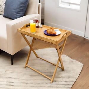 Pirlo Plush Bamboo Folding Side Table With Detachable Serving Tray in Natural Natural Pirlo Plush Bamboo Folding Side Table With Detachable Serving Tray in Natural Natural